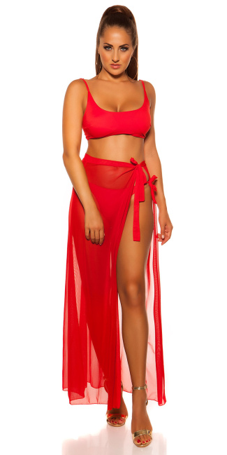 Beach Tulle Warparound Skirt Red